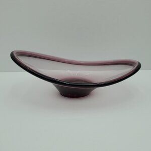Purple Glass Oval Bowl Amethyst Art Glass Bowl Pocket Tray Freeform Bowl
